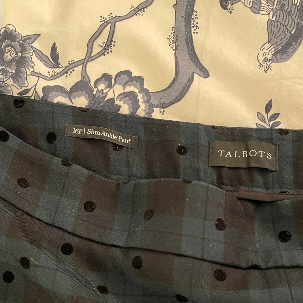 Talbots Black and Green Plaid Hampshire Ankle Pants
